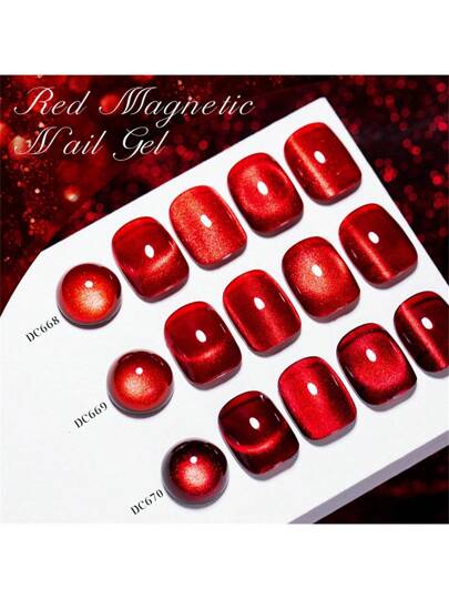 Mtssii طلاء أظافر جيل عين القطة الأحمر، جيل مغناطيسي عين قطة لامع، جيل آمن للنقع لفن الأظافر ، طلاء أظافر دائم نصف دائم، هدية صالون المنزل لصيف الأظافر