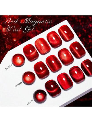 Mtssii طلاء أظافر جيل عين القطة الأحمر، جيل مغناطيسي عين قطة لامع، جيل آمن للنقع لفن الأظافر ، طلاء أظافر دائم نصف دائم، هدية صالون المنزل لصيف الأظافر