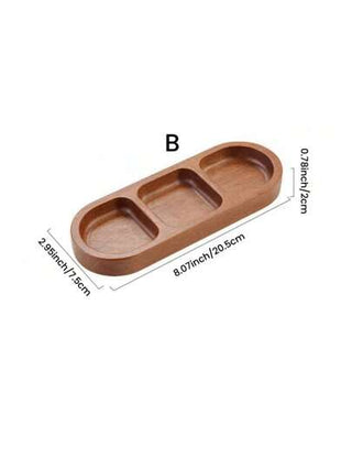 قطعة واحدة من أطباق الغمر الخشبية، أطباق توابل ثلاثية الأقسام المزدوجة، أطباق صلصة الشواء، أطباق وجبات خفيفة مقسمة، مناسبة لمطاعم الشواء والمطبخ وكهدية عيد الميلاد