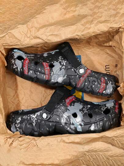 صندل رجالي موضة 2025 ، أحذية رياضية كاجوال ، أحذية مفتوحة ، ذات كعب سميك ، عصرية ، للاستخدام في الشاطئ والخارج ، مريحة ، بطباعة