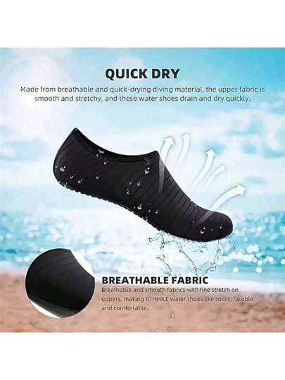 زوج من الأحذية المائية سريعة الجفاف، أحذية شاطئ مصنوعة من المطاط غير الانزلاقية مع أسفل ناعم للسبركلينغ والشواطئ الرياضية والسباحة والقوارب والتنزه وممارسة اليوجا والأنشطة البحرية - تنفس وخفيفة الوزن، أحذية نسائية ورجالية بدون أحذية جافة سريعة للقدم