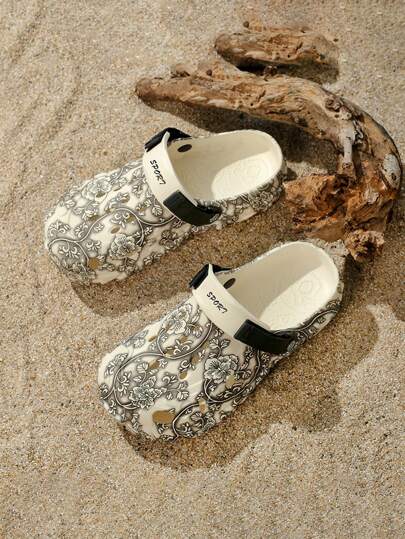 صنادل رجالية جديدة 2025، بتصميم ثقوب، نعل سميك، كاجوال، رياضي، صحي للارتداء، صالح للشاطئ والخارج، بطباعة عصرية