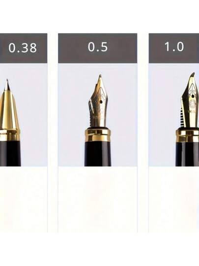 مجموعة (3 قطع) أقلام حبر من المعدن قابلة للتعبئة، تتضمن طرق نفر 0.38 مم/ 0.5 مم/ 1.0 مم، مثالية للفن والكتابة اليومية، تأتي في علبة هدايا سوداء أنيقة، هدية مثالية لأصدقائك وأحبائك والآباء