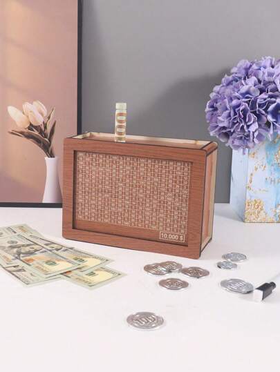 أثاث مكتبي 1 قطعة صندوق نقود فاخر ، بنك تحدي الادخار النقدي ، صندوق نقود لتزيين المكتب ، تصميم إبداعي لصندوق النقود مزود بغطاء رقمي لوضع الإيداع هدية