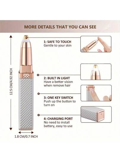 RAF آلة إزالة الشعر الكهربائية، تنعيم الوجه والحواجب، جهاز تشذيب 2 في 1 محمول، مناسب للاستخدام المنزلي، المكتب، الإقامة الجامعية، السفر، للفتيات والرجال