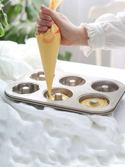 قالب خبز المادلين ذو 6 تجاويف بشكل دونات، صينية خبز ذهبية مانعة للالتصاق بنمط زهرة طواحين الريح 3قطعة