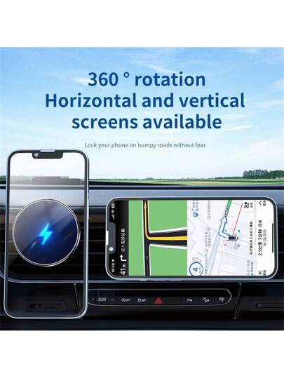 AmSengo شاحن عمود السيارة 15 واط متوافق لاسلكيًا مع آيفون، حامل هاتف سيارة مغناطيسي، شاحن لاسلكي سريع، يناسب آيفون 15 14 13 12 برو ماكس بلس، اكسسوارات السيارة، شاحن السيارة، لاسلكي مغناطيسي