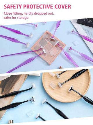 مجموعة 70/ 24/ 12/ 6 قطعة من أداوات تهذيب الحواجب والحلاقة متعددة الألوان، ماكينة حلاقة وتشذيب الحواجب الآمنة، أداة تقشير، أداة إزالة شعر الجسم، مجموعة شفرة حلاقة الوجه والحواجب ذات المقبض الطويل والغطاء الواقي، أدوات تشكيل الحواجب للنساء مناسبة...