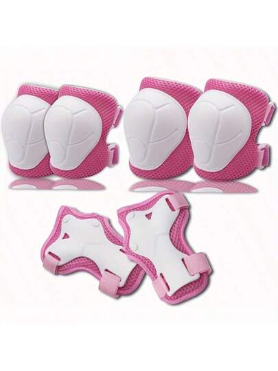 6 قطع مجموعة أدوات الحماية الرياضية للأطفال - سترات الركبة ، سترات الكوع ، حارسات المعصم ، مصنوعة من مادة البولي إيثيلين المتينة ، مقاومة للانزلاق والصدمات ، خفيفة الوزن ومنفذة للهواء ، مناسبة للأولاد والبنات في ركوب الدراجات ، التزحلق ، الدراجات -...