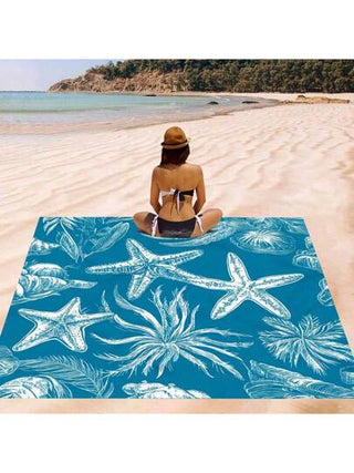 1 قطعة بطانية شاطئ كبيرة مقاومة للماء ومقاومة للرمال مطبوعة بتصميم السلسلة البحرية، خفيفة الوزن وقوية للكبار، مناسبة للسفر والتخييم والنزهات، أساسيات الشاطئ والحمام الصيفية