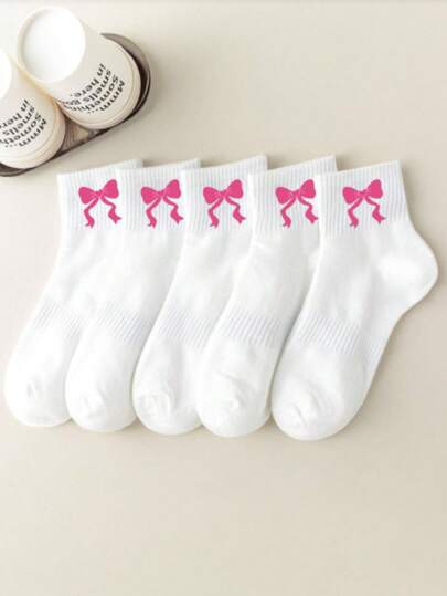5 طرق جوارب أطفال بيضاء مع فيونكات - جوارب أطفال قابلة للتنفس وأنيقة للاستخدام من سن عام إلى 16 عامًا ، للارتداء اليومي ، للاستخدام على مدار جميع الفصول (الربيع والصيف والخريف والشتاء)
