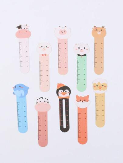 أدوات مكتبية ومدرسية 10 قطع / 20 قطعة / 50 قطعة إشارات للكتب ورقية بنمط حيوانات كرتونية جميلة، تحتوي على مسطرة صغيرة، 10 أنماط حيوانية، مناسبة لحفلة عيد الميلاد، الهدايا، المكافآت، عيد الأم، التخرج، بأنماط وألوان عشوائية