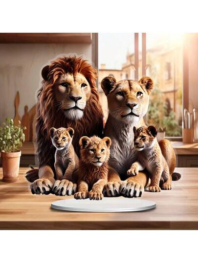 زخرفة أكريليك أسد بوهيمي ثنائي الأبعاد مناسبة للمنزل، طاولة المكتب - إكسسوار متعدد الوظائف بأشكال حيوانية مناسب لعيد الميلاد، المكتب، غرفة النوم، المقهى، وغرفة المعيشة - لا يحتاج إلى كهرباء، ديكور عيد الميلاد، ديكور حديقة الصيف