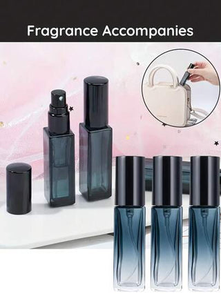 6 قطع زجاجات عطر مربعة الشكل، بخاخات رذاذ عطر خالية من العطر سعة 10 مل، محمولة من النوع الخاضع للضغط ذات لون تدريجي متغير، علب عينات ،زجاجات مياه، سعة 0.34 أونصة سائلة
