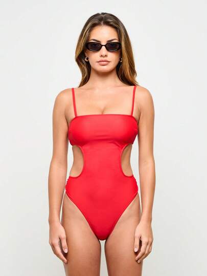 مايوه حريمي قطعة واحدة AiiRZ قطعة واحدة مقطعة مجعدة ذات رقبة مربعة