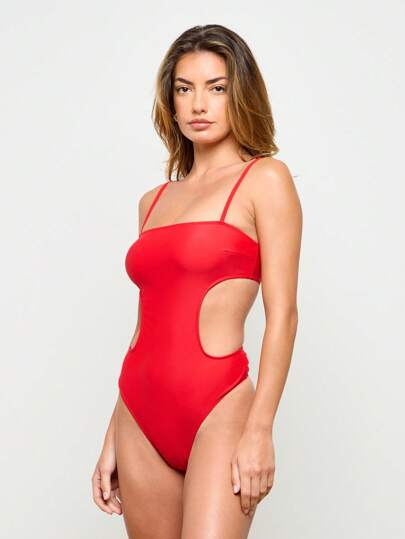 مايوه حريمي قطعة واحدة AiiRZ قطعة واحدة مقطعة مجعدة ذات رقبة مربعة