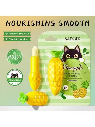 قطعة واحدة كريم بلسم شفاه بنكهة الأناناس، يعمل على تفتيح خطوط الشفاه وتحسين الشفاه المتشققة وإزالة البشرة الميتة وتنعيم الشفاه وترطيبها وتفتيح لون البشرة، بلسم شفاه طبيعي مرطب للرجال والنساء