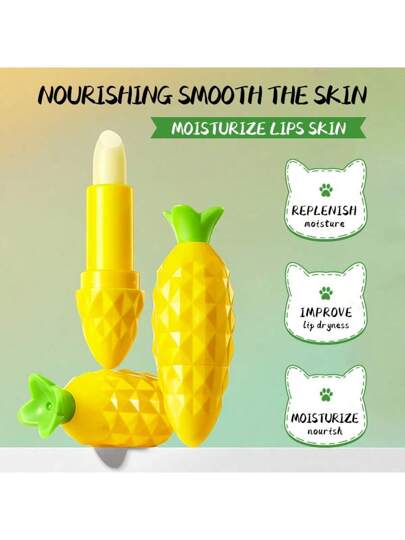 قطعة واحدة كريم بلسم شفاه بنكهة الأناناس، يعمل على تفتيح خطوط الشفاه وتحسين الشفاه المتشققة وإزالة البشرة الميتة وتنعيم الشفاه وترطيبها وتفتيح لون البشرة، بلسم شفاه طبيعي مرطب للرجال والنساء