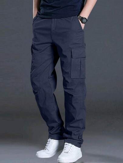 3 قطع/مجموعة بناطيل كارجو رجالية ذات جيوب متعددة بلون أحادي ، بناطيل شورت كاجوال فضفاضة مناسبة للصيف والعطلات والرحلات اليومية والرياضة والأنشطة الخارجية والرياضة والجري ، بطول ساق مستقيم