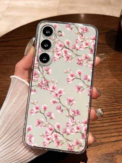 غطاء هاتف مطرز بالأزهار مرسوم بإطار شفاف بسيط أنيق مضاد للسقوط متوافق مع هواتف سامسونج جالاكسي S25/S25PLUS/S25Ultra/A16/A36/A26/A56/A50/A12/A32/A52/A72/A51/A21S/A13/A14/S24/S24PLUS/S24Ultra/S20/S23/S22/A53/S20FE/S21/، متوافق مع هواتف شاومي 11/12Pro/12/12X