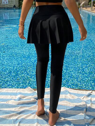 Livesso بدلة سباحة كاملة للنساء مع وشاح سراويل طويلة، حماية من الشمس أثناء العطلة على الشاطئ والغوص