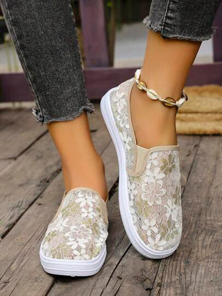 أحذية نسائية خارجية رياضية جديدة ، قماش مطبوع بزهور للخارج ، مطرزة ، سهلة الارتداء ، شبكية للتهوية والراحة ، مناسبة للخارج ، الربيع والصيف