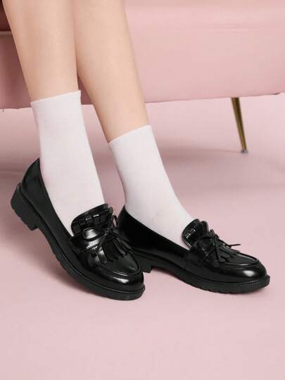 أحذية أوكسفورد حريمي CUCCOO DOLLMOD أحذية أكسفورد ذات رؤوس مستديرة للنساء باللون البني، بروج كلاسيكية ماري جين، أنيقة ورجعية من طراز الجامعات