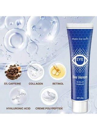 كريم عيون منشط متعدد الفوائد ببروتينات النحل - 5٪ كافيين + كولاجين + ريتينول لمعالجة و تقليل تجاعيد و أكياس العين، حمض الهيالورونيك للترطيب العميق، كريم بتيدات مناسب للبشرة الحساسة يحبس المغذيات