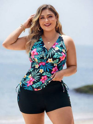 Swim Lushoire حمالة بكيني منقوش بالنقشات الاستوائية للمقاسات الكبيرة