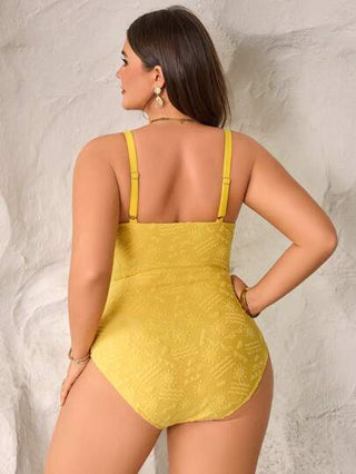 Swim Mod بذلة سباحة أحادية من قماش ذي قوام ملمس للنساء من مقاسات كبيرة مع أربطة قابلة للتعديل، مناسبة للعطلات والشاطئ