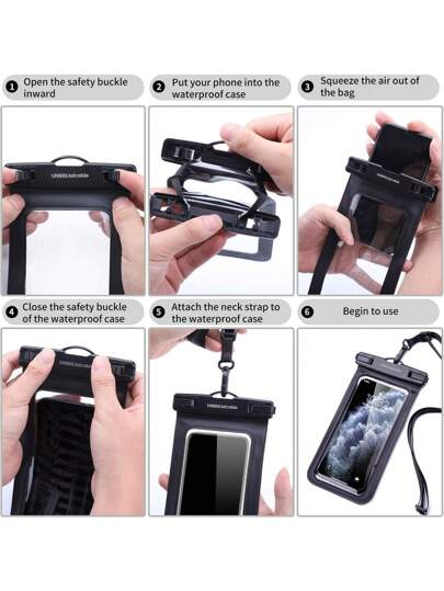 طقمان: كيس هاتف عائم مقاوم للماء مع سلسلة معلقة ، حافظة مائية عمومية لهواتف بحجم يصل إلى 6.5 بوصة مثالية للسباحة والتجديف والمغامرات في قوارب الكاياك
