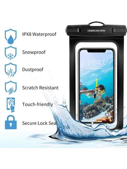 طقمان: كيس هاتف عائم مقاوم للماء مع سلسلة معلقة ، حافظة مائية عمومية لهواتف بحجم يصل إلى 6.5 بوصة مثالية للسباحة والتجديف والمغامرات في قوارب الكاياك