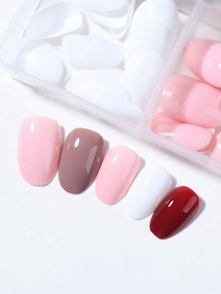 96 قطعة/علبة (4 ألوان مختلطة) أظافر وهمية قصيرة بشكل بيضاوي لامع، ذات موحد اللون بطرف مناسب، مثالي للبس أظافر أكريليك وهمية قصيرة على شكل اللوز، تتضمن: 1 غراء جيلي و1 مِلزمة أظافر، مناسبة للنساء والفتيات للاستخدام اليومي وحفلات