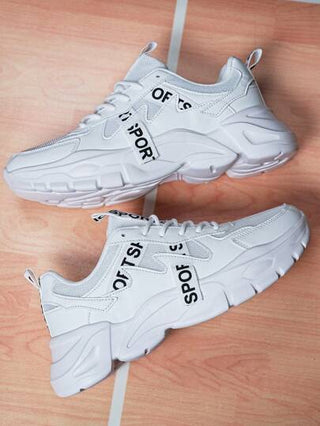 أحذية رياضية ذات رباط لرجال، لون واحد، طبعة حرفية مفرغة، أحذية منخفضة القمة، بسيطة ومتعددة الاستخدامات للارتداء اليومي، شبكية مريحة وكاجوال