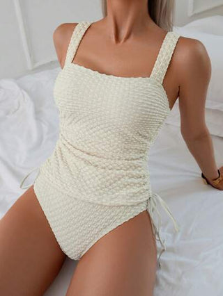 طقم تانكيني حريمي Swim Basics بدلة سباحة نسائية عصرية راقية من قطعتين ذات طيات فاخرة, مجموعة بدلة السباحة المزودة بربطة للخصر وانقسام