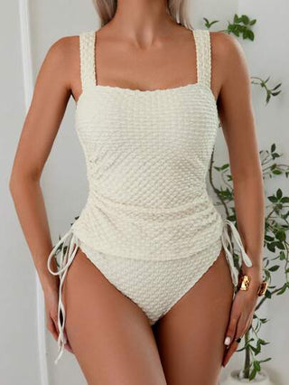 طقم تانكيني حريمي Swim Basics بدلة سباحة نسائية عصرية راقية من قطعتين ذات طيات فاخرة, مجموعة بدلة السباحة المزودة بربطة للخصر وانقسام