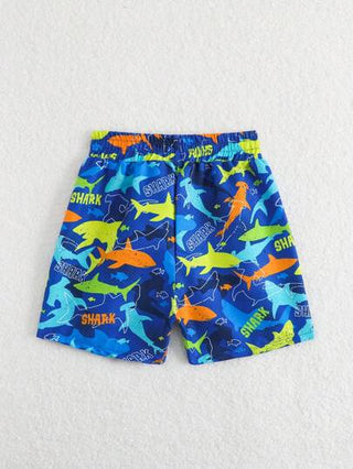 مايوه أولادي تي شيرت كم قصير ملائم للأطفال من الأولاد بياقة دائرية، وشورت سباحة وشورت شاطئ