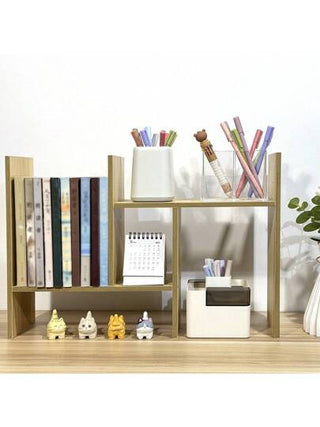 أثاث مكتبي رف كتب مكتبي خشبي بشكل حرف H، منظم ملفات مكتبي قابل للتوسيع