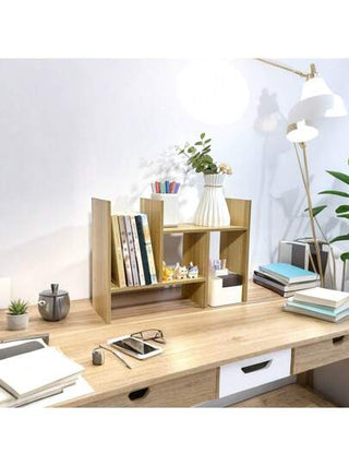 أثاث مكتبي رف كتب مكتبي خشبي بشكل حرف H، منظم ملفات مكتبي قابل للتوسيع