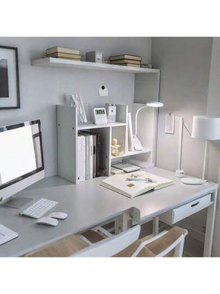 أثاث مكتبي رف كتب مكتبي خشبي بشكل حرف H، منظم ملفات مكتبي قابل للتوسيع