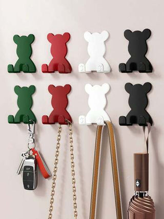 أثاث مكتبي 1/2/3/4/5 قطعة من خطاطيف القماش البلاستيكية الدببة المعلقة على الحائط، خطافات لاصقة بدون ثقب، خطافات لتعليق الملابس، خطاف دببة مزدوج، خطاف متعدد الوظائف ، رف لتخزين الحلاقة والمستحضرات، خطاف متنوع للمنظمة