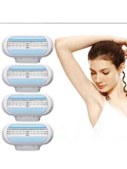 ماكينة حلاقة يدوية للجسم للنساء، مع ثلاث طبقات وشفرات قابلة للاستبدال، وحامل