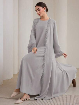 فساتين حريمي Graceveil العيد طقم فستان طويل تقليدي وعباية طويلة لحشمة المرأة، قطعتان