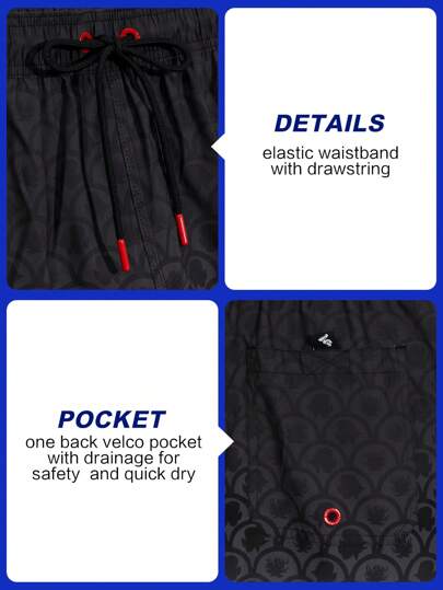 Manfinity VDAYZ شورت كاجوال شاطئي / للسباحة للرجال، مناسب للصيف، طبعة هاواي