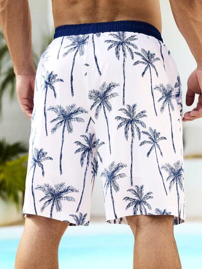 Manfinity VDAYZ شورتات شاطئية عصرية للرجال، مناسبة للصيف، طابع هاواي