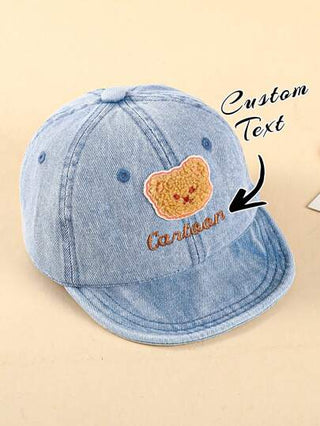 1 قطعة قبعة بيسبول للربيع/الخريف، تصميم جديد متعدد الاستخدامات، مناسب لأطفال في عمر 5-24 شهر ، قبعة مرابية من الجينز بطبعة الدب، هدية للطفل