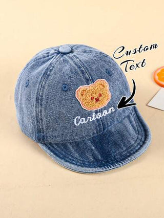 1 قطعة قبعة بيسبول للربيع/الخريف، تصميم جديد متعدد الاستخدامات، مناسب لأطفال في عمر 5-24 شهر ، قبعة مرابية من الجينز بطبعة الدب، هدية للطفل