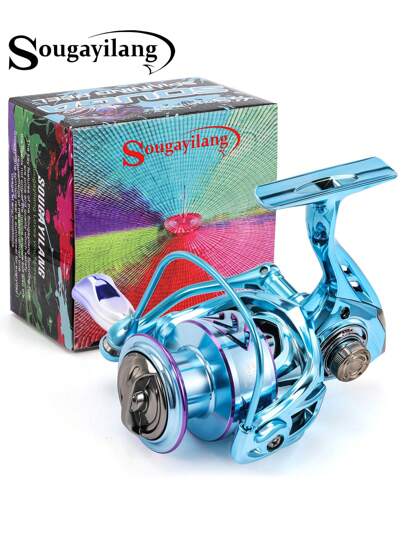 SOUGAYILANG بكرة صيد دوارة بسحب أقصى 10 كجم ، طراز الجيل الجديد ناعمة الدوران بنسبة تروس 5.2:1 للصيد في المياه العذبة ، تأتي بمقاس 1000-4000 بلون أزرق سماوي قوية للصيد البحري مع بكرة ألمنيوم قابلة للطي ، مقبض قابل للتبديل لليمين أو اليسار ، معدات صيد أساس