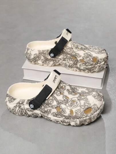 صنادل رجالية 2025 جديدة، أحذية مثقوبة، شبشب كاجول، شبشب رياضي، بنعل سميك، عصري، للشاطئ والخارج، قابل للارتداء، مطبوع