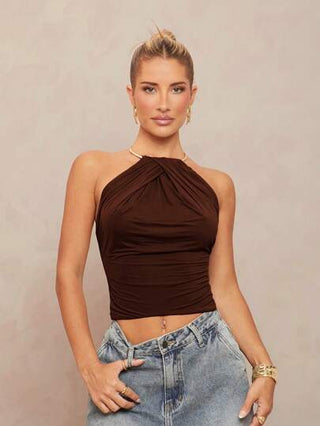 طقم تانكيني حريمي x Lina Lumalex ملابس علوية ملابس علوية المرأة ضيق بتصميم ظهر مكشوف وحلية حلقية على الرقبة